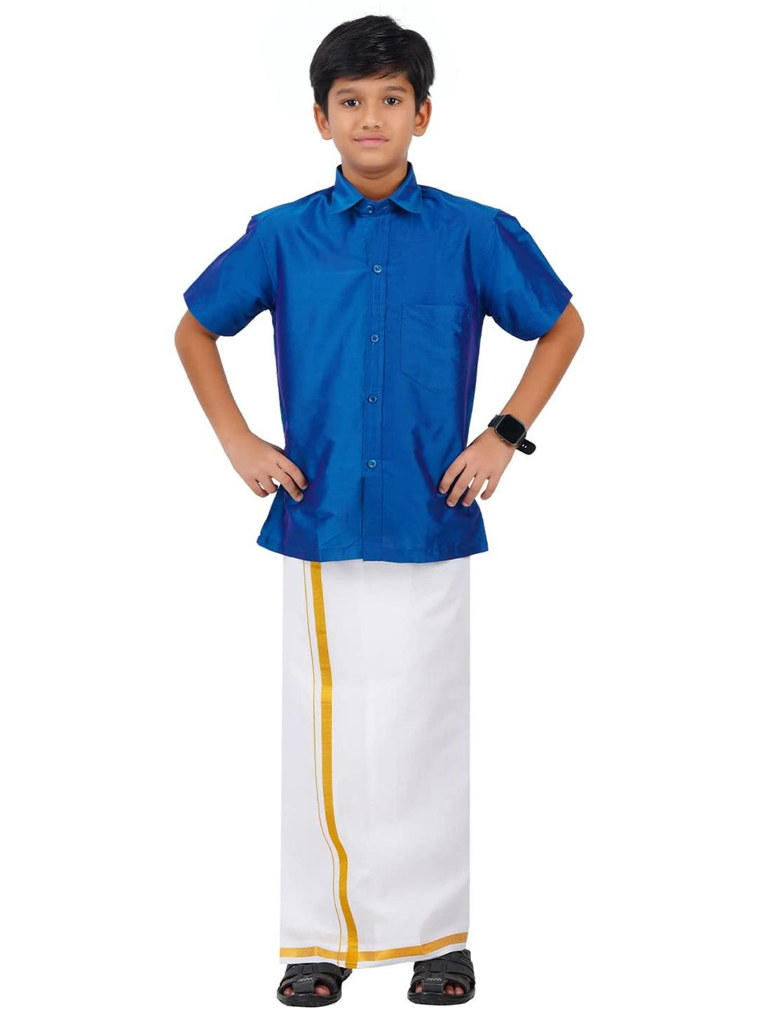 SKV ETHNIVERSE Boys Silk Blend  Shirt & Dhoti Pants
