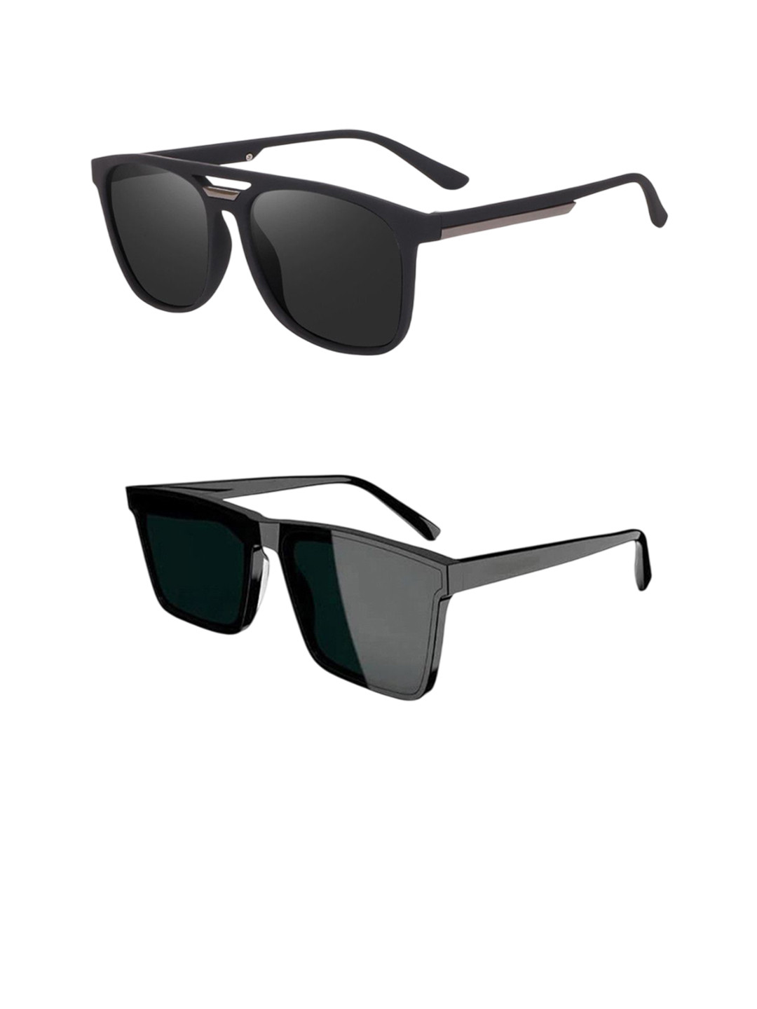 HAYDEN haiza Men Pack Of 2 Black Lens & Black Square Sunglasses CM1