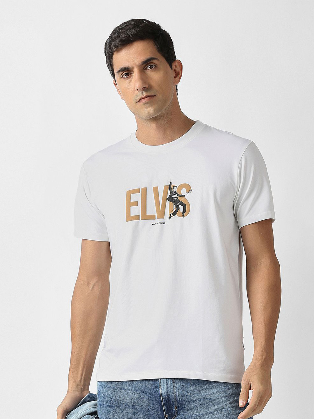 Van Heusen  Men Elvis Presley Typography Printed Round Neck Cotton T-shirt