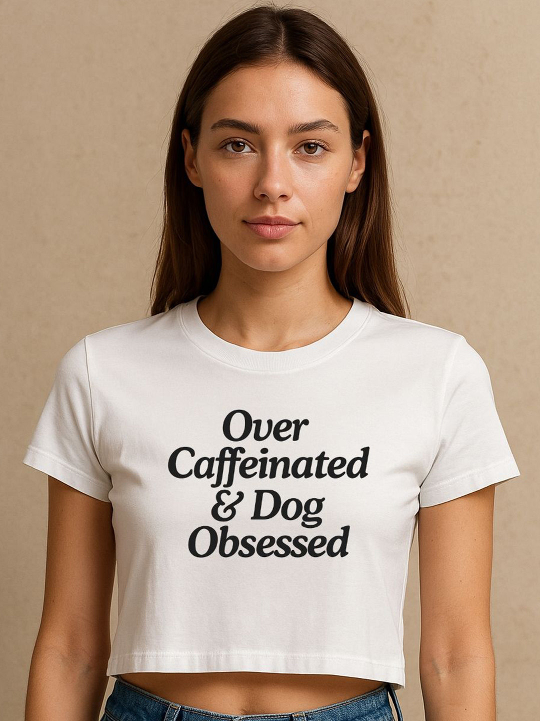 Art By Ritik Women Caffeinated and Dog Obsessed Printed Crop Tee