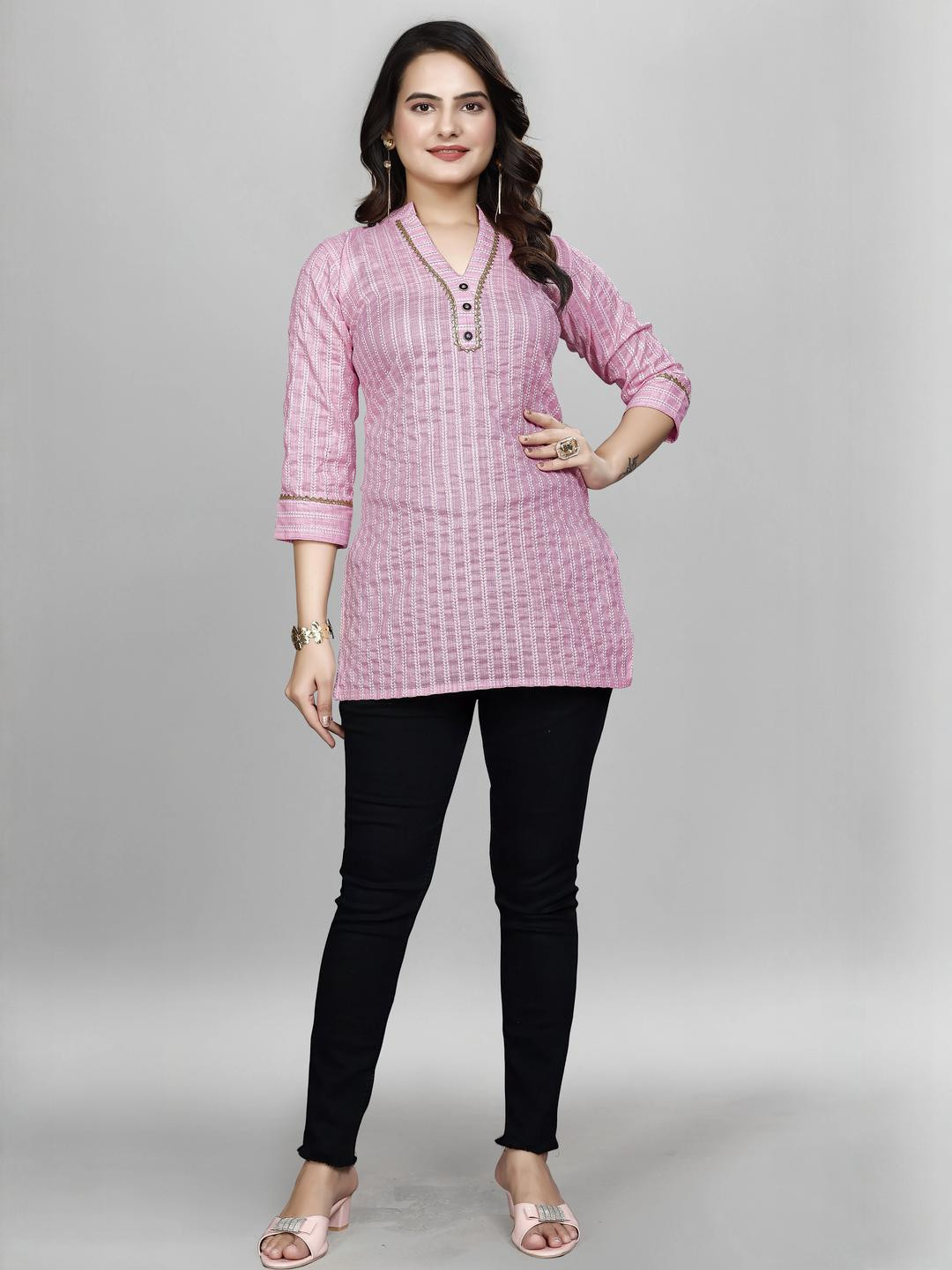 MANTRA DESIGNER Women  Pink Cotton Silk Kurtas