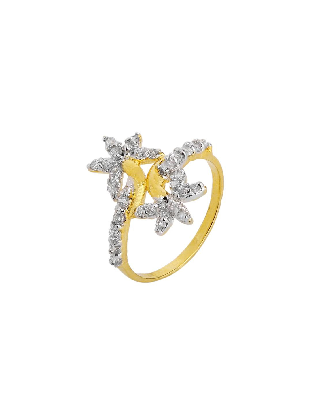 Be You Women Diamond Look Rhodium Plated Ring