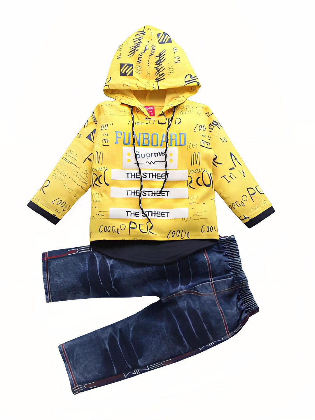 Usman Harooni Collection Infants Printed Hooded Sweatshirt With Jeans