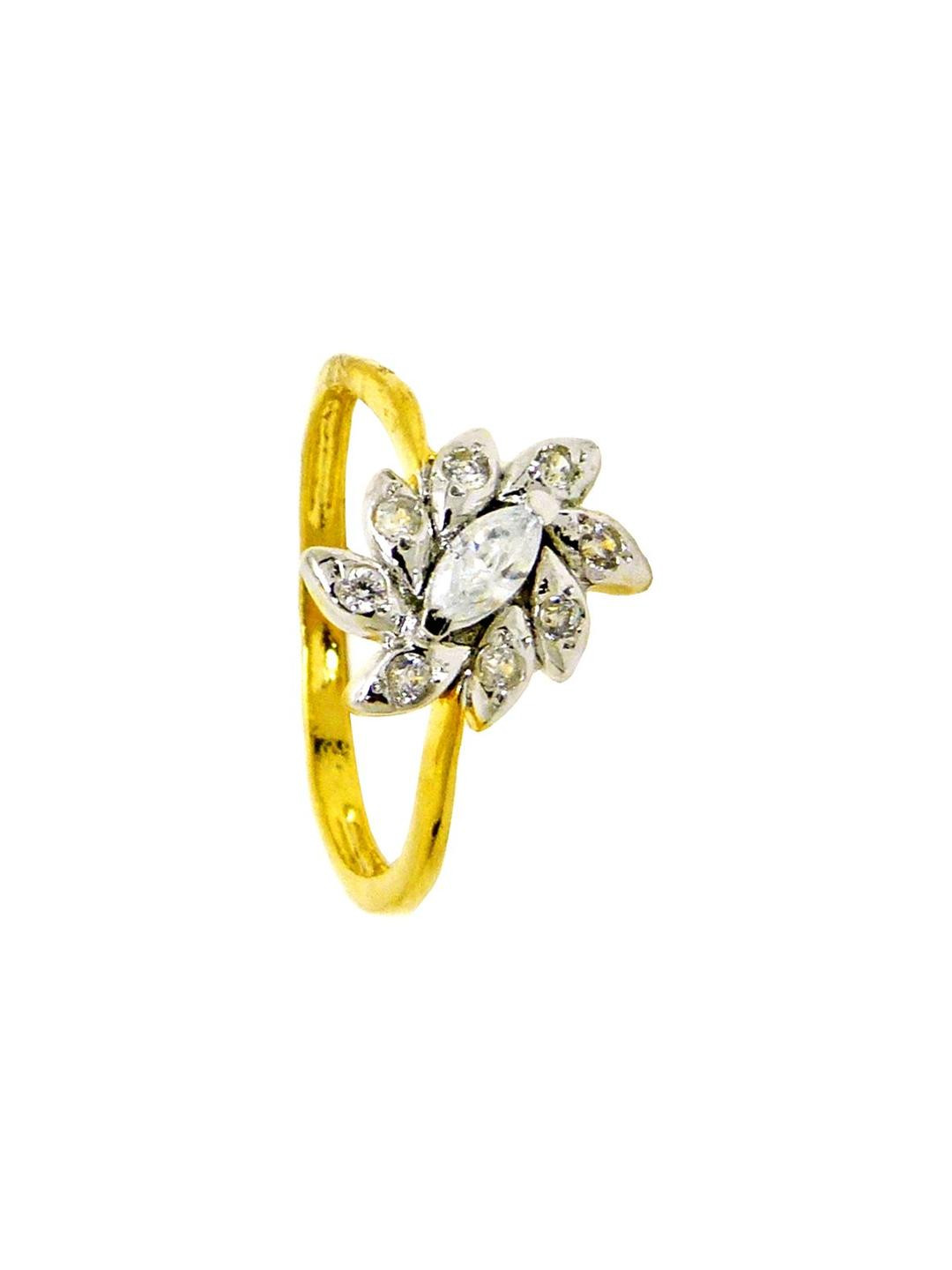 Be You Women White & Gold-Plated German Silver Cubic Zirconia Ring