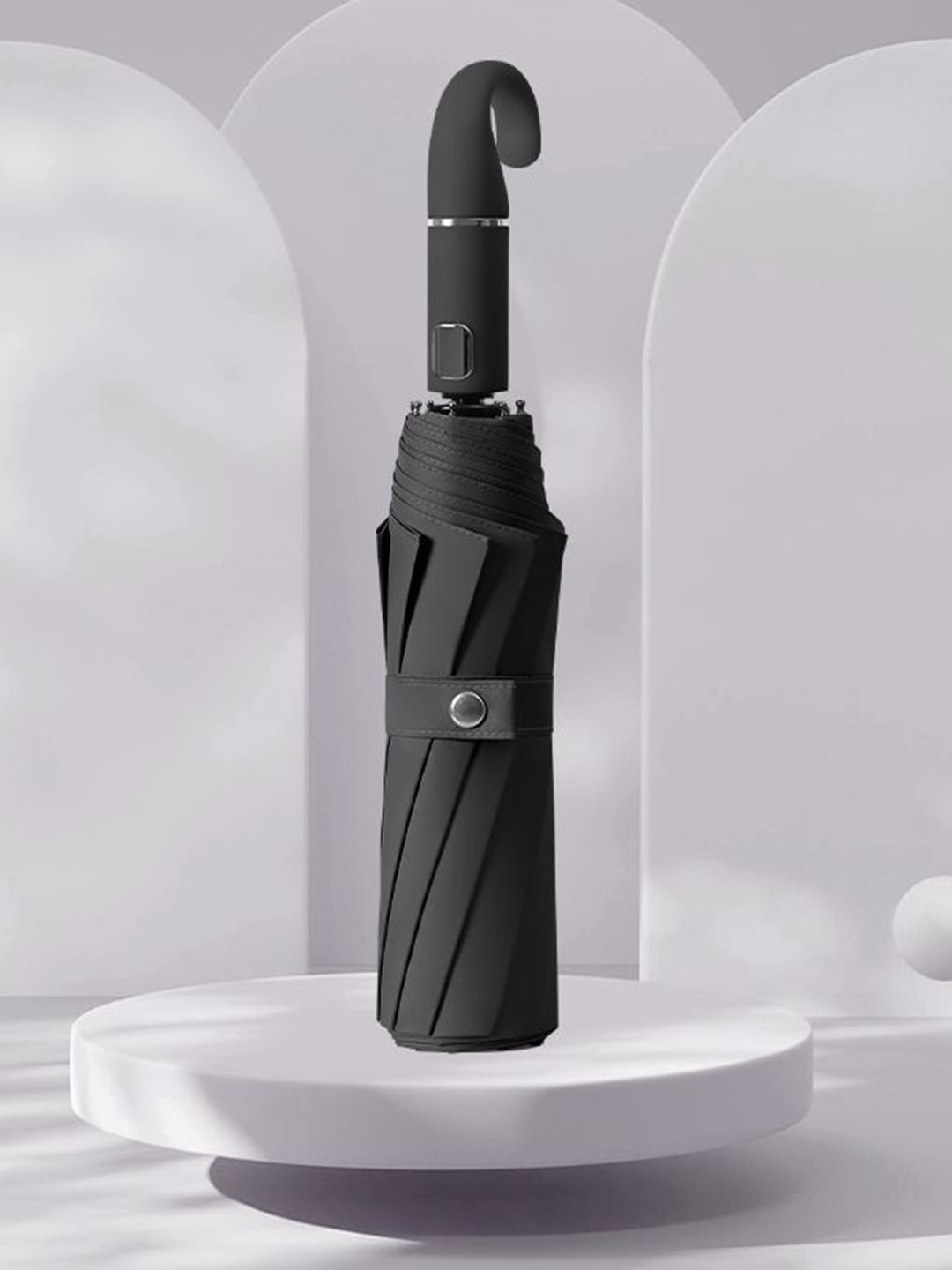 Sasimo Black Semi-Automatic 3 Fold Umbrellas