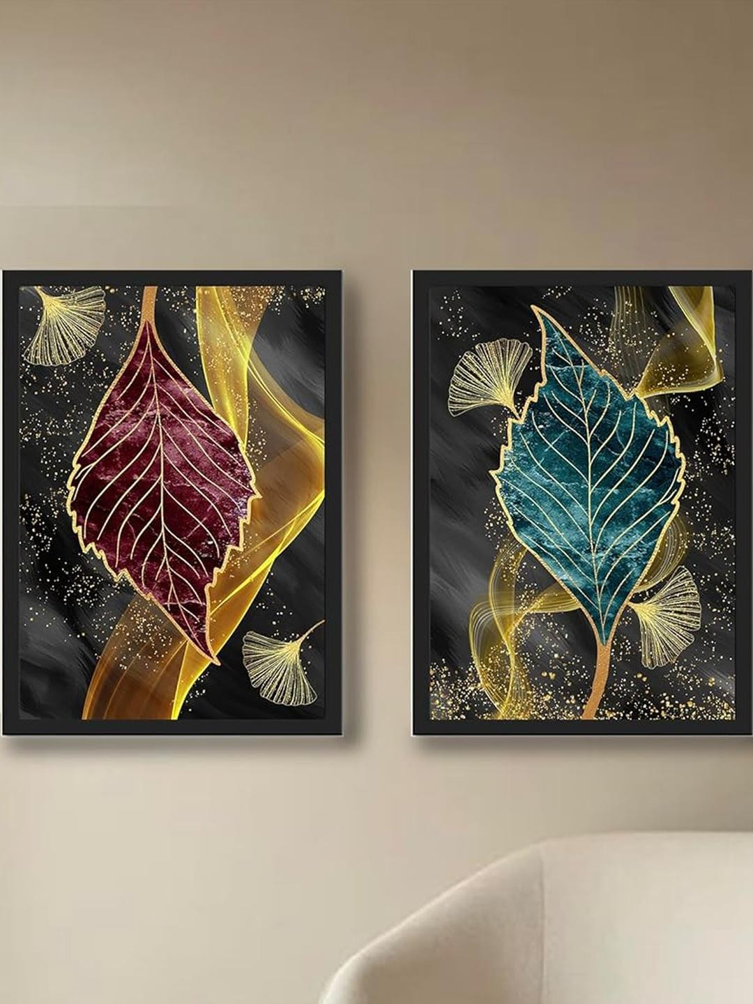 TAGVE Set of 2 Black Single Piece Wood Other Paintings