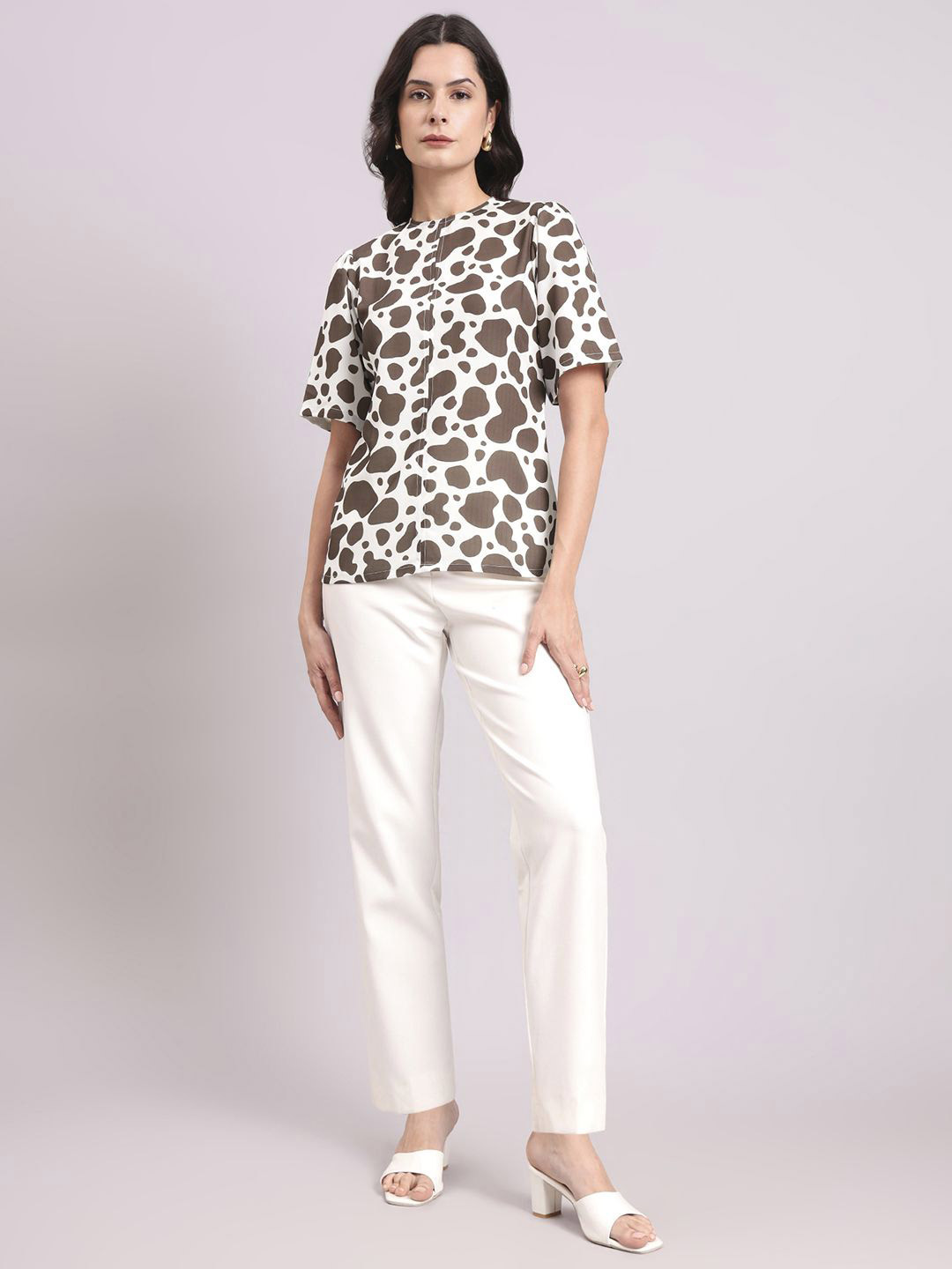 PowerSutra Animal Printed Round Neck Top