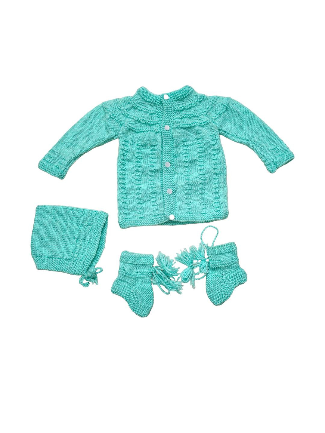 Cute Collection Kids Striped Woollen Cardigan with Cap & Pair of Socks