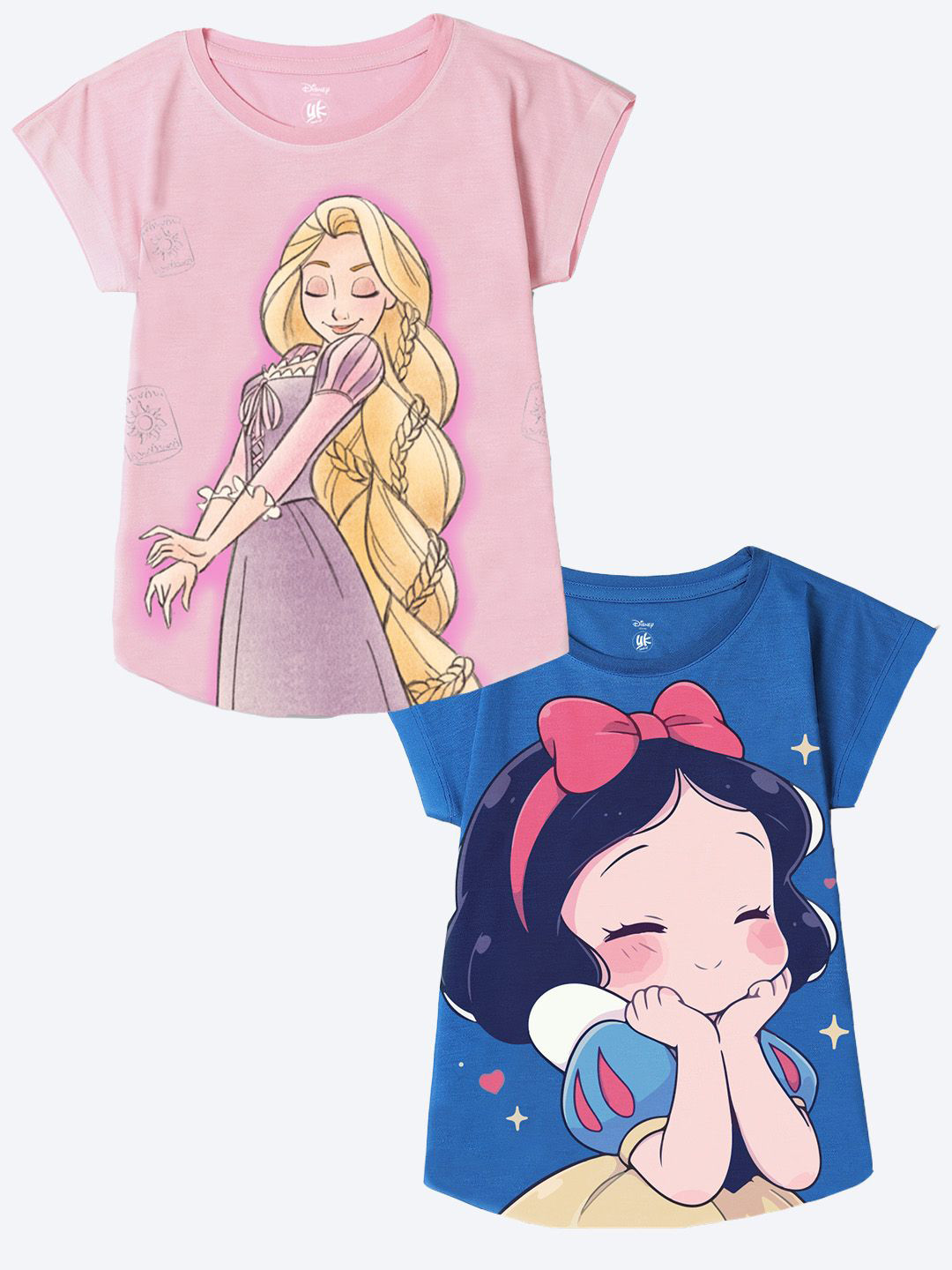 YK Disney Girls Pack Of 2 Rapunzel Printed Cotton Top