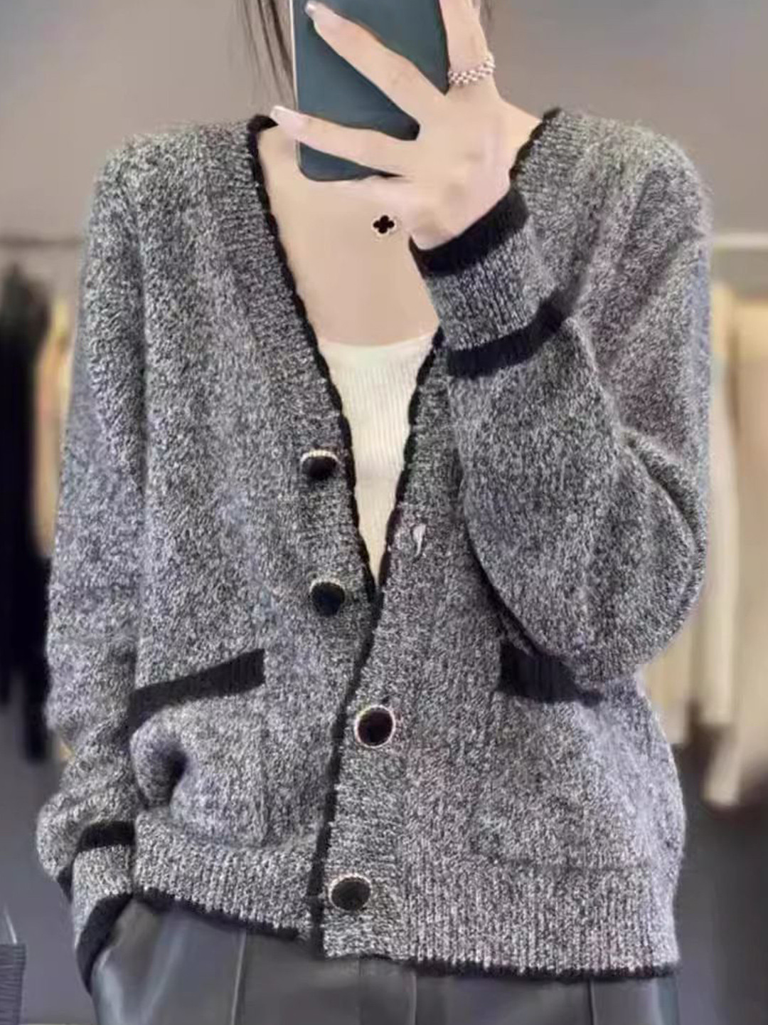 StyleCast Women Solid Long Sleeves Shawl Collar Cardigan