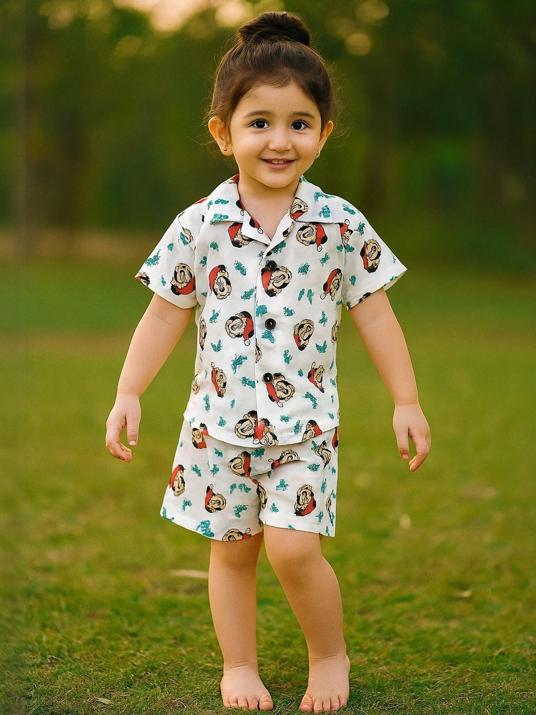 IRSIA Girls Cotton Blend Printed Shirt & Shorts