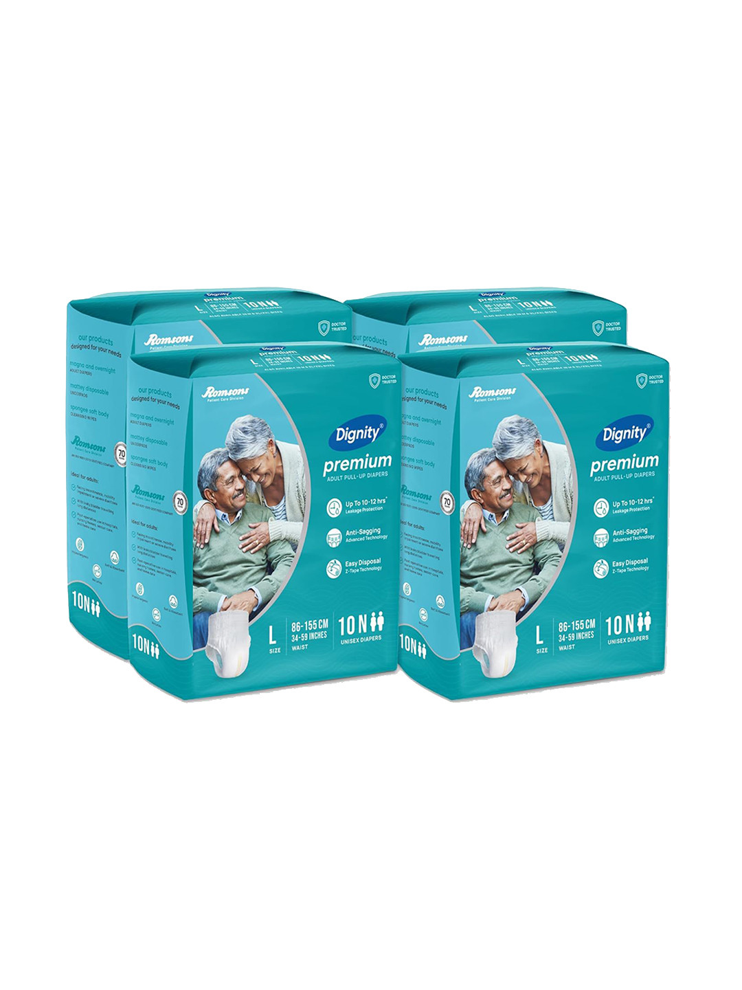 Dignity Set Of 4 Premium Tape Style Adult Diapers -L - 40-Pcs