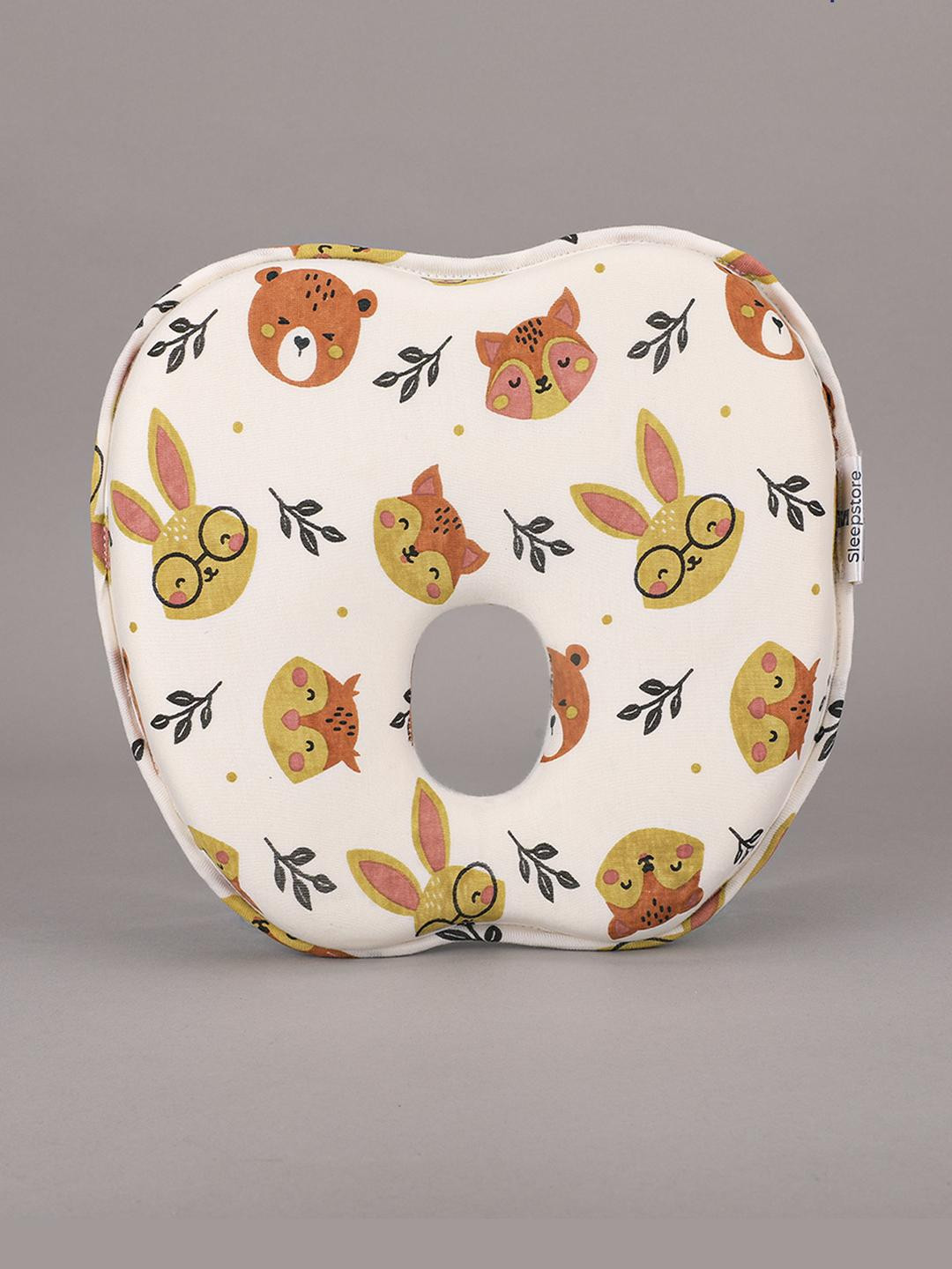 Sleepstore Jungle Joy Kids White Conversational Printed Memory Foam Pillow