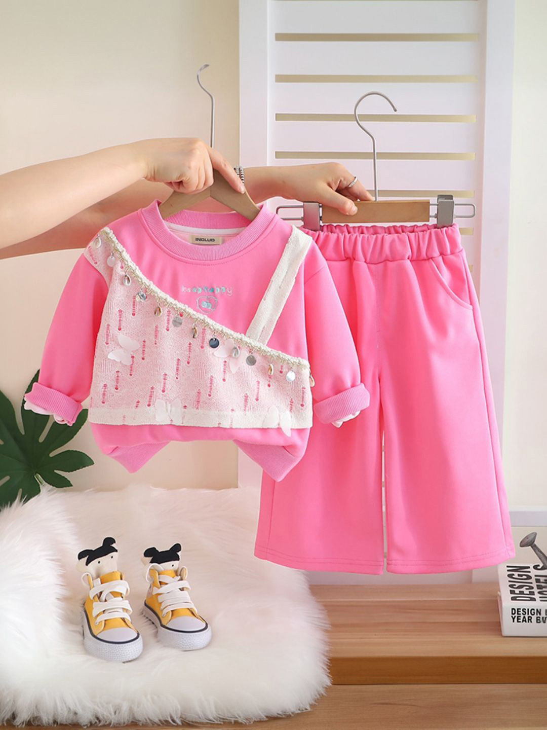 INCLUD Infant Girls Embroidered Long Sleeves Sweatshirt With Pants