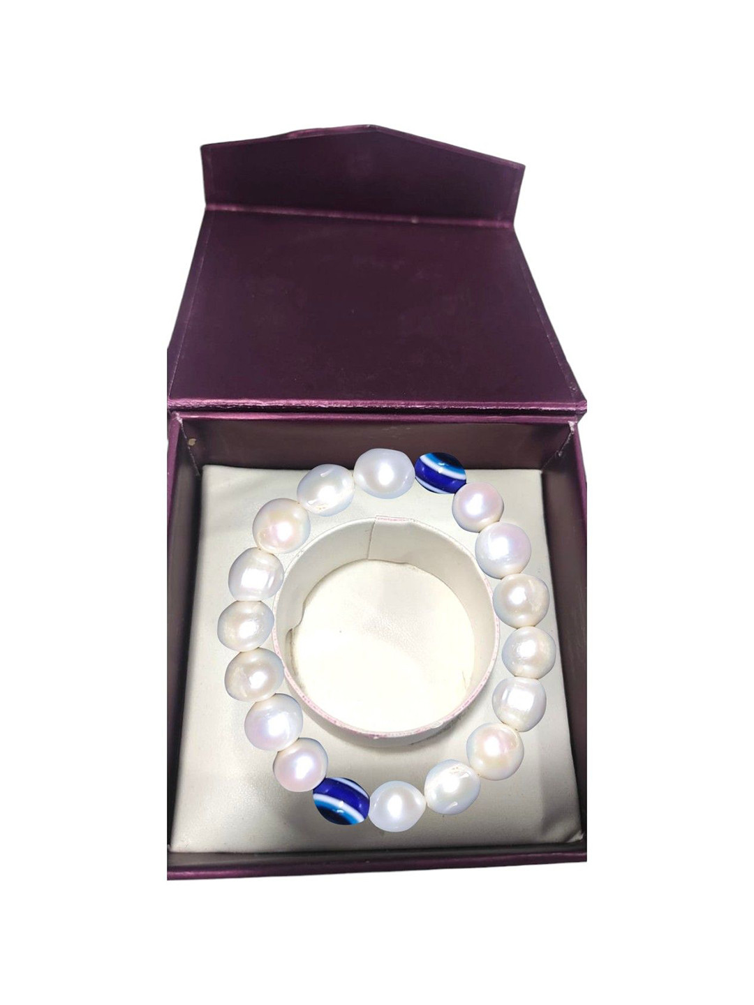 D.D Pearls Evil Eye Pearls Beaded Elasticated Bracelet