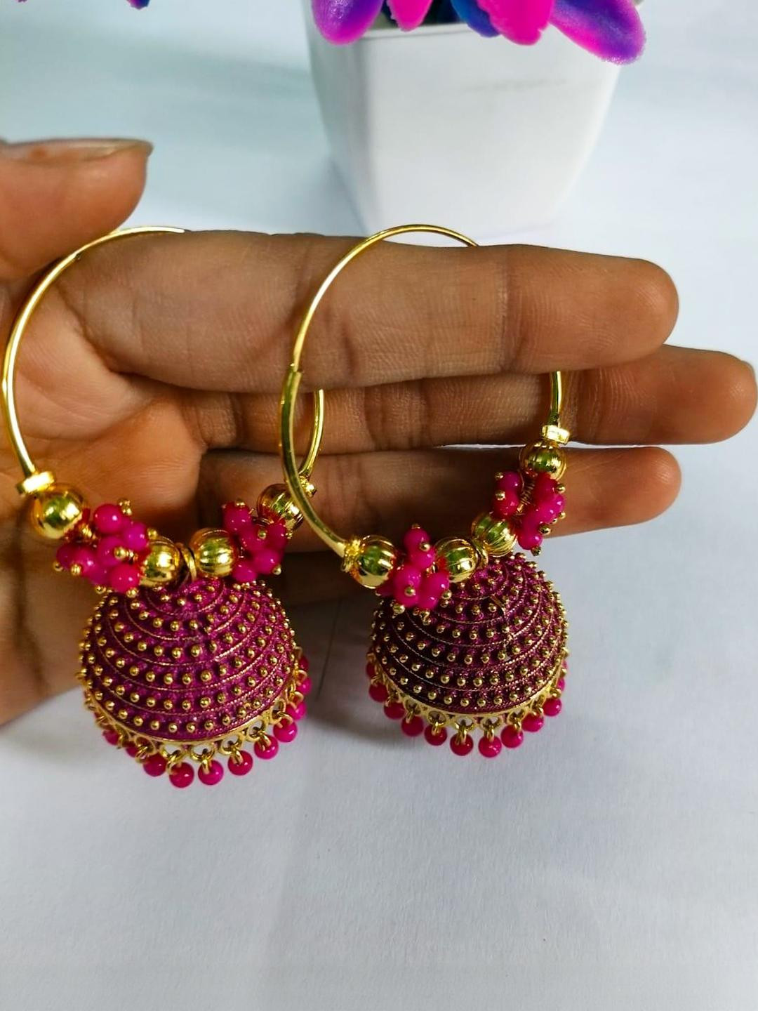 Grace Collections Circular Festive Bloom Jhumkas Earrings