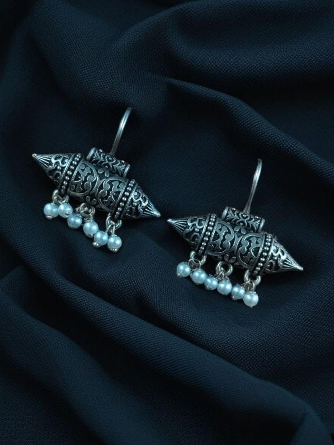 D9creation Women Silver-Plated Jhumkas Earrings