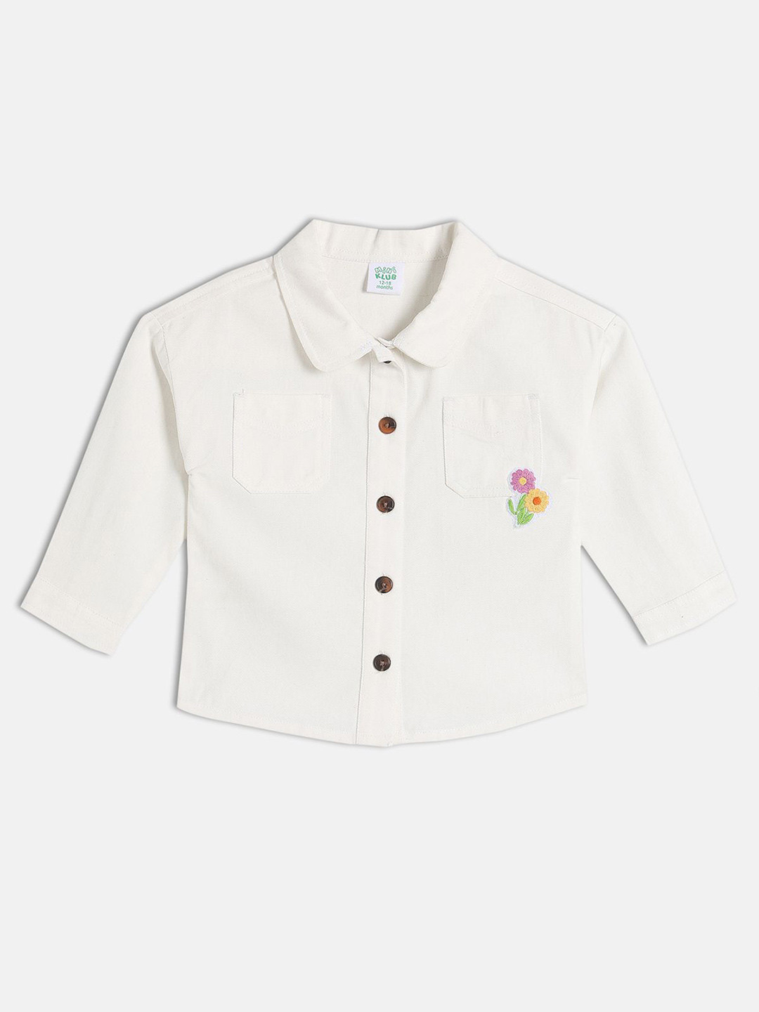 Girls Floral Embroidered Shirt Collar Shirt Style Top 4
