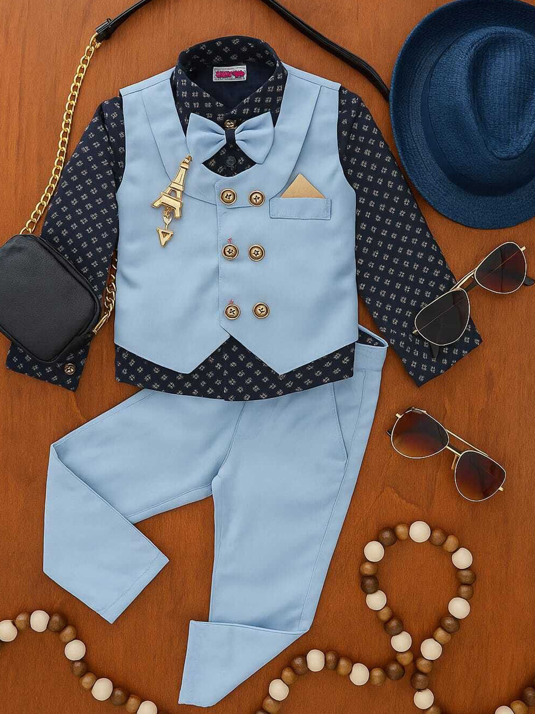 Usman Harooni Collection Boys 4-Pcs Double Breasted Suit