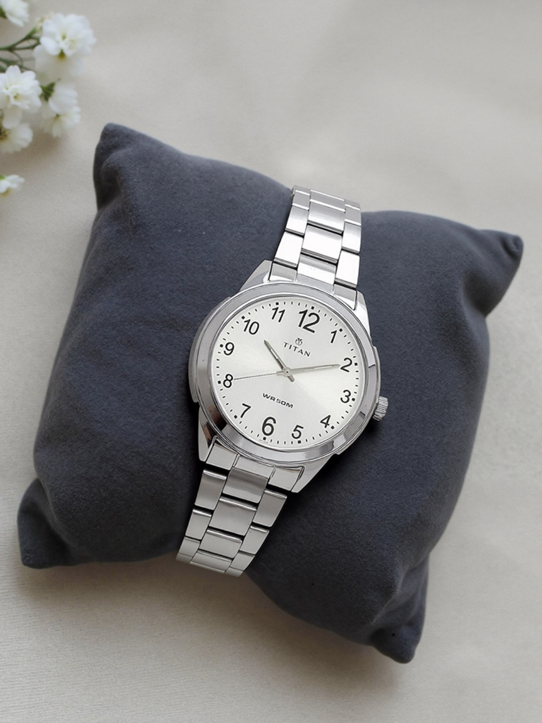 Titan Men Silver-Toned Dial Watch 1585SM04