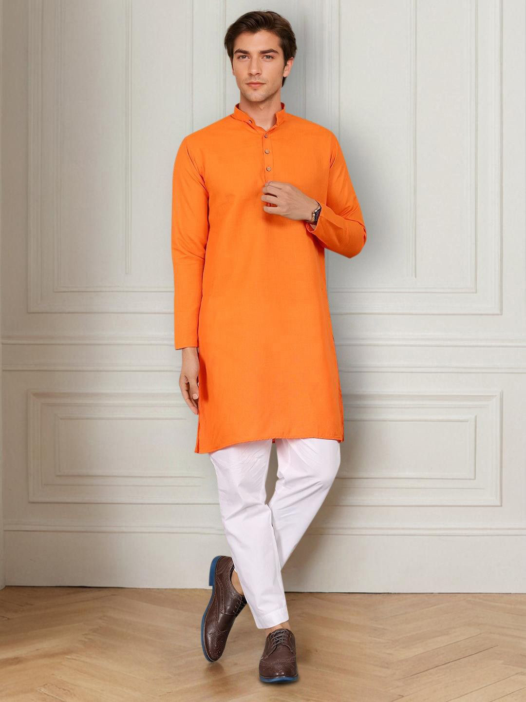 Anouk Rustic Band Collar Straight Kurta