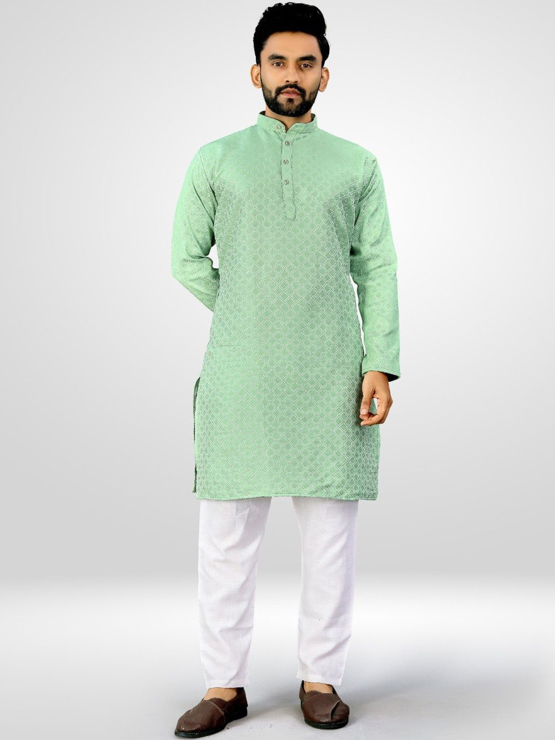 Ae Aahira Enterprise Men Geometric Self Design Straight Kurta