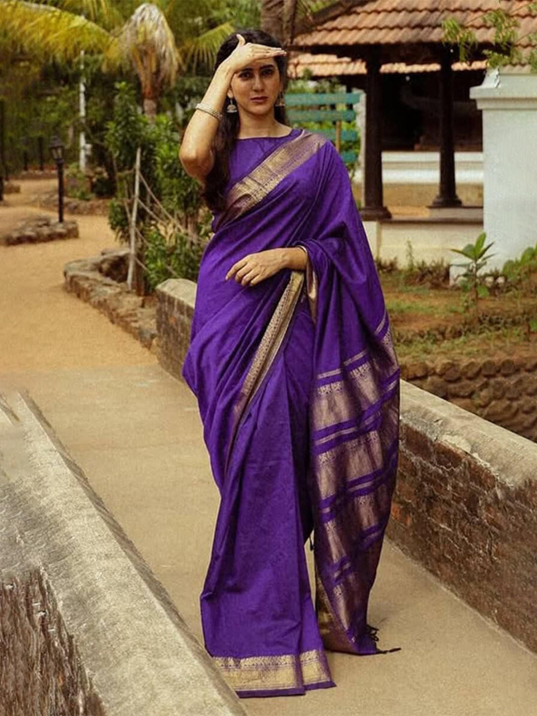 bansari textiles Woven Design Border Zari Detail Banarasi Saree