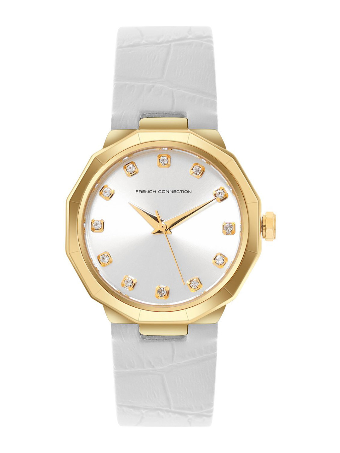 French Connection Sunray Women Embellished Dial & Leather Straps Analogue Watch FCT2WL