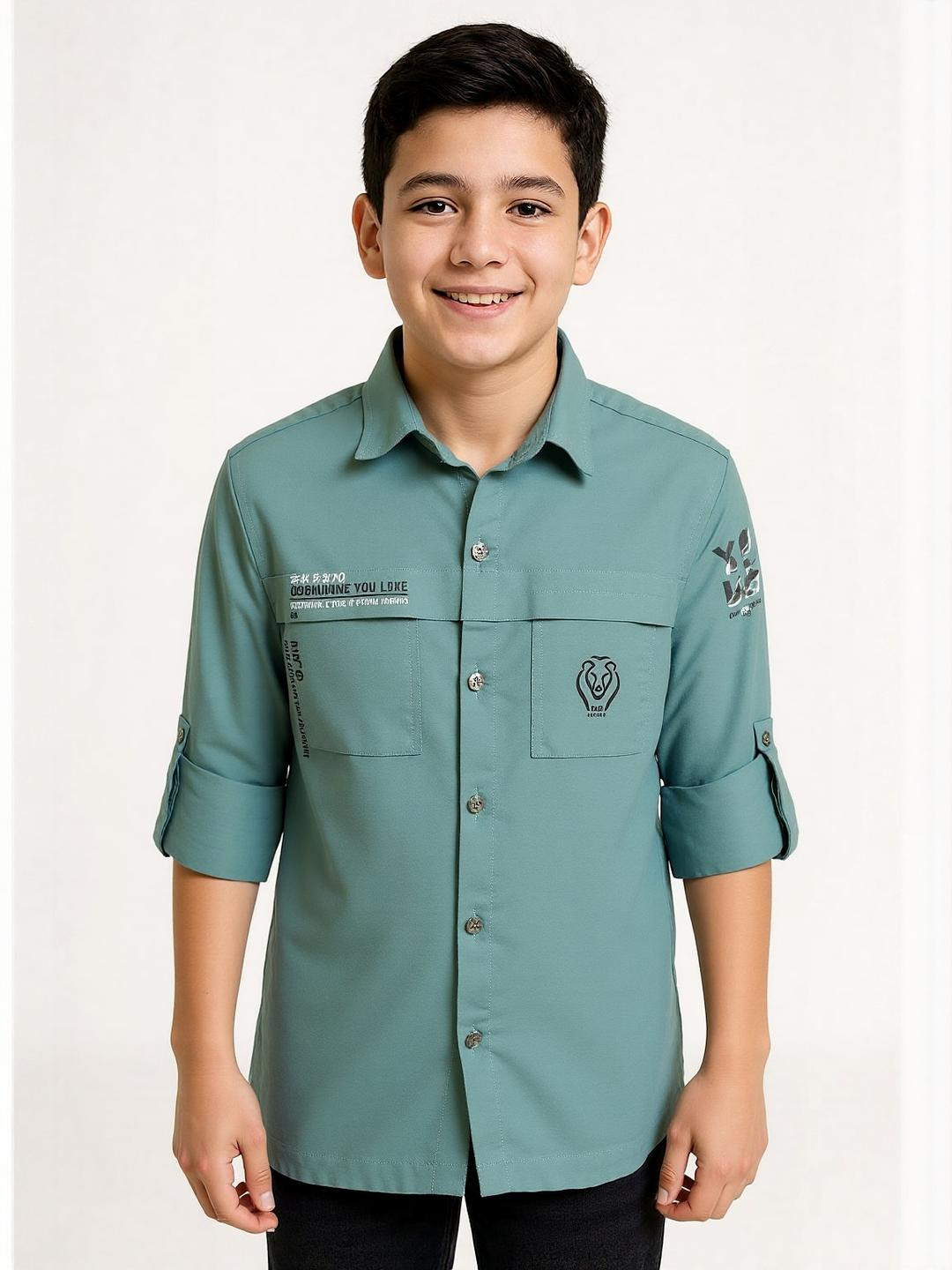 CAVIO Boys Green Comfort Casual Shirt