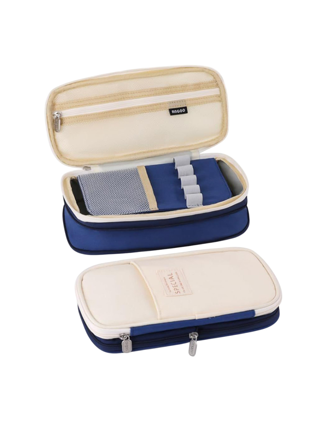SWISS HORN Navy Blue & White Pen Cases Stationery