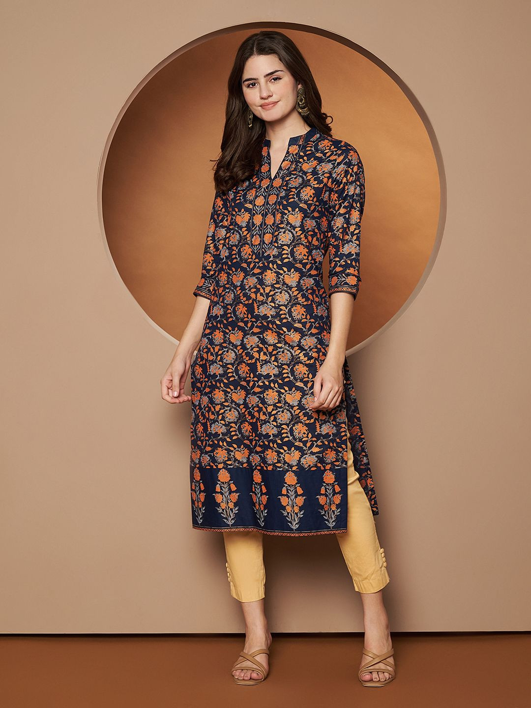 Poshak Hub Women Floral Printed Daily Cotton A-Line Kurta