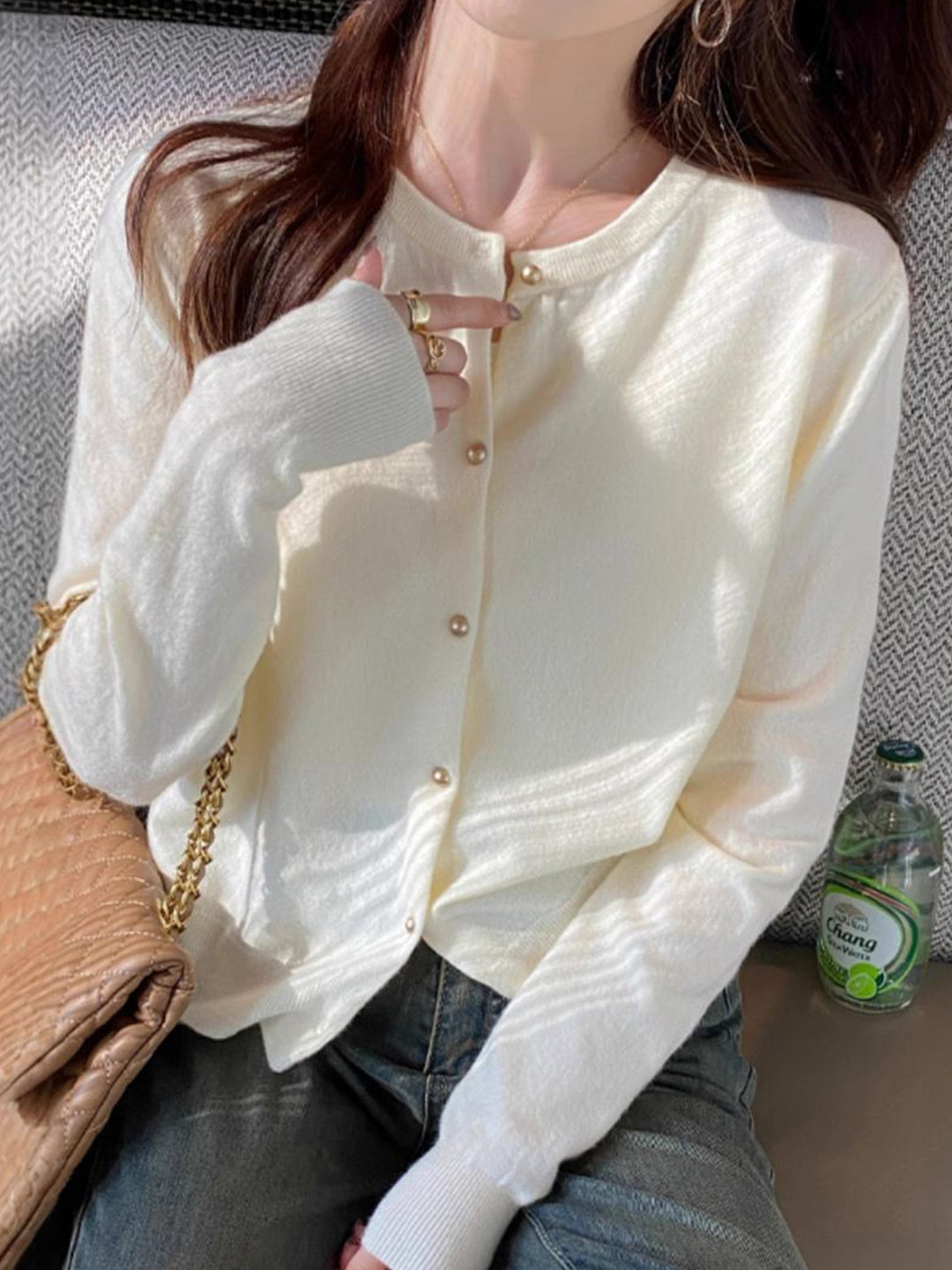 StyleCast Women Solid Round Neck Cardigan Sweaters