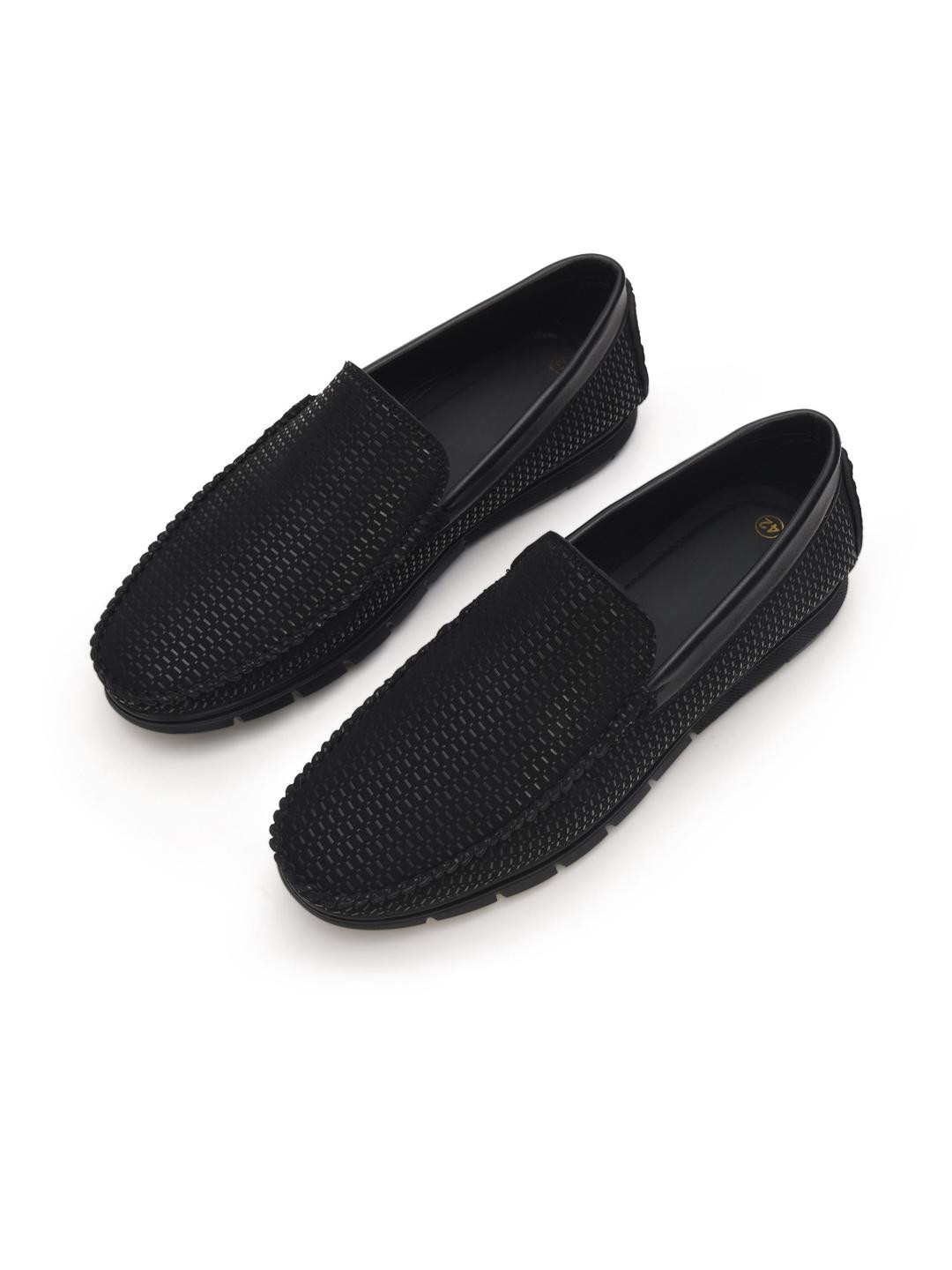 STEPHORN Men Embossed Faux Leather Slip-On Loafers