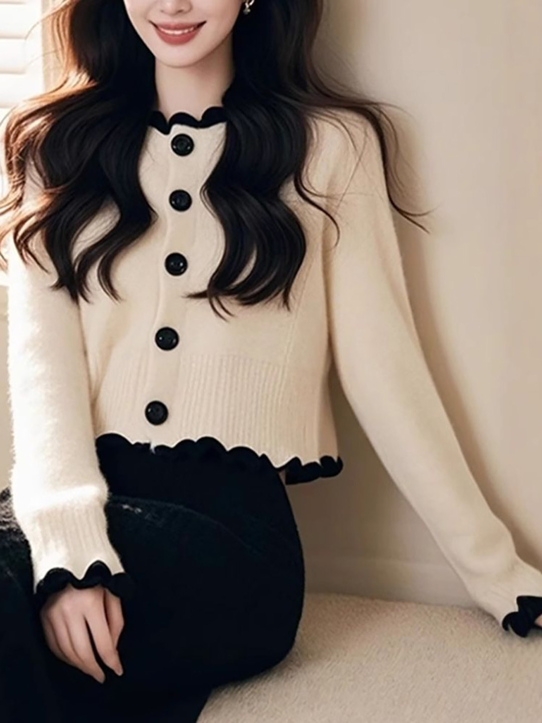 StyleCast Women Solid Cashmere Long Sleeves Round Neck Cardigan Sweaters
