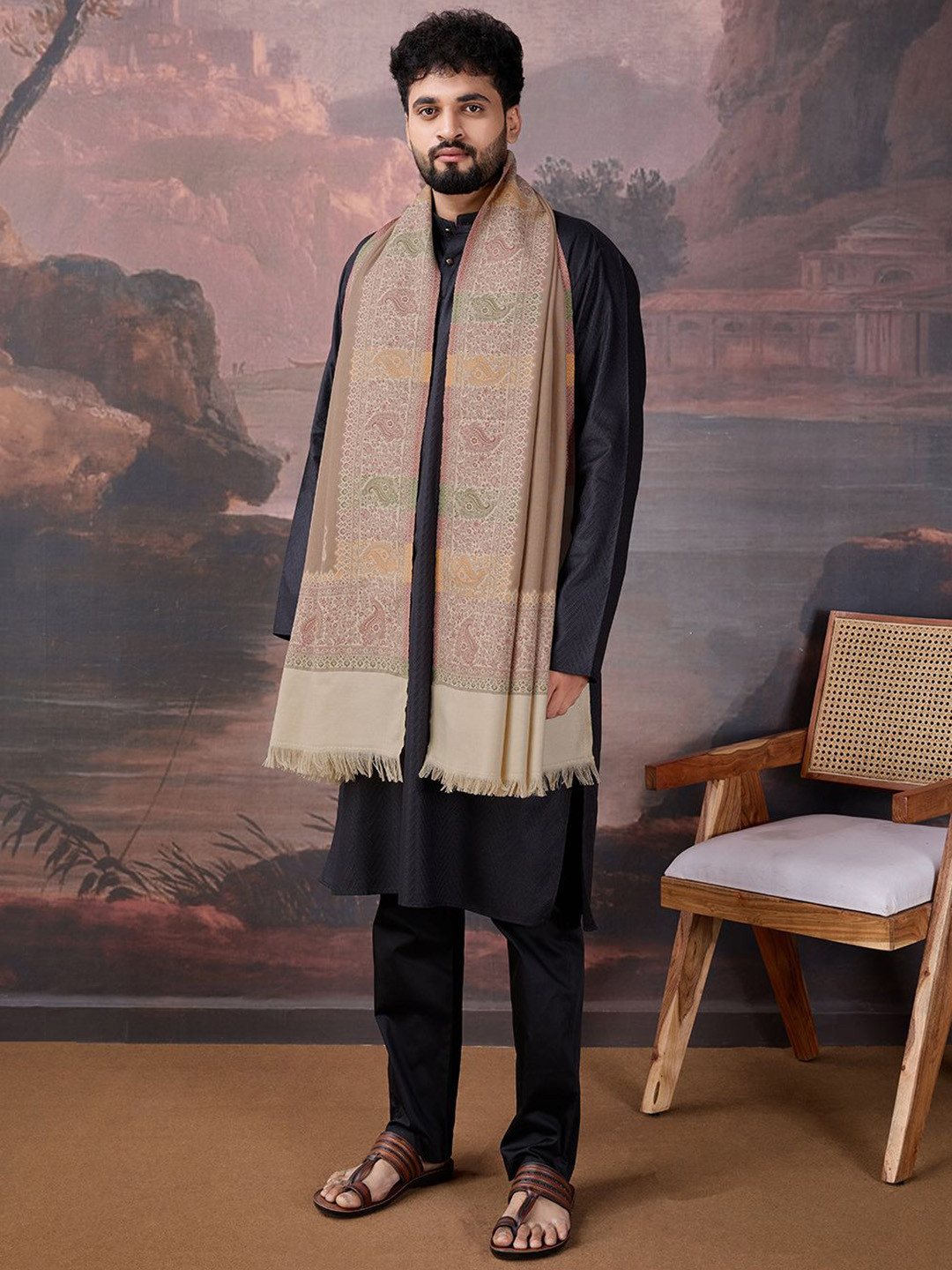 Sangria Acrylic Woollen Shawl