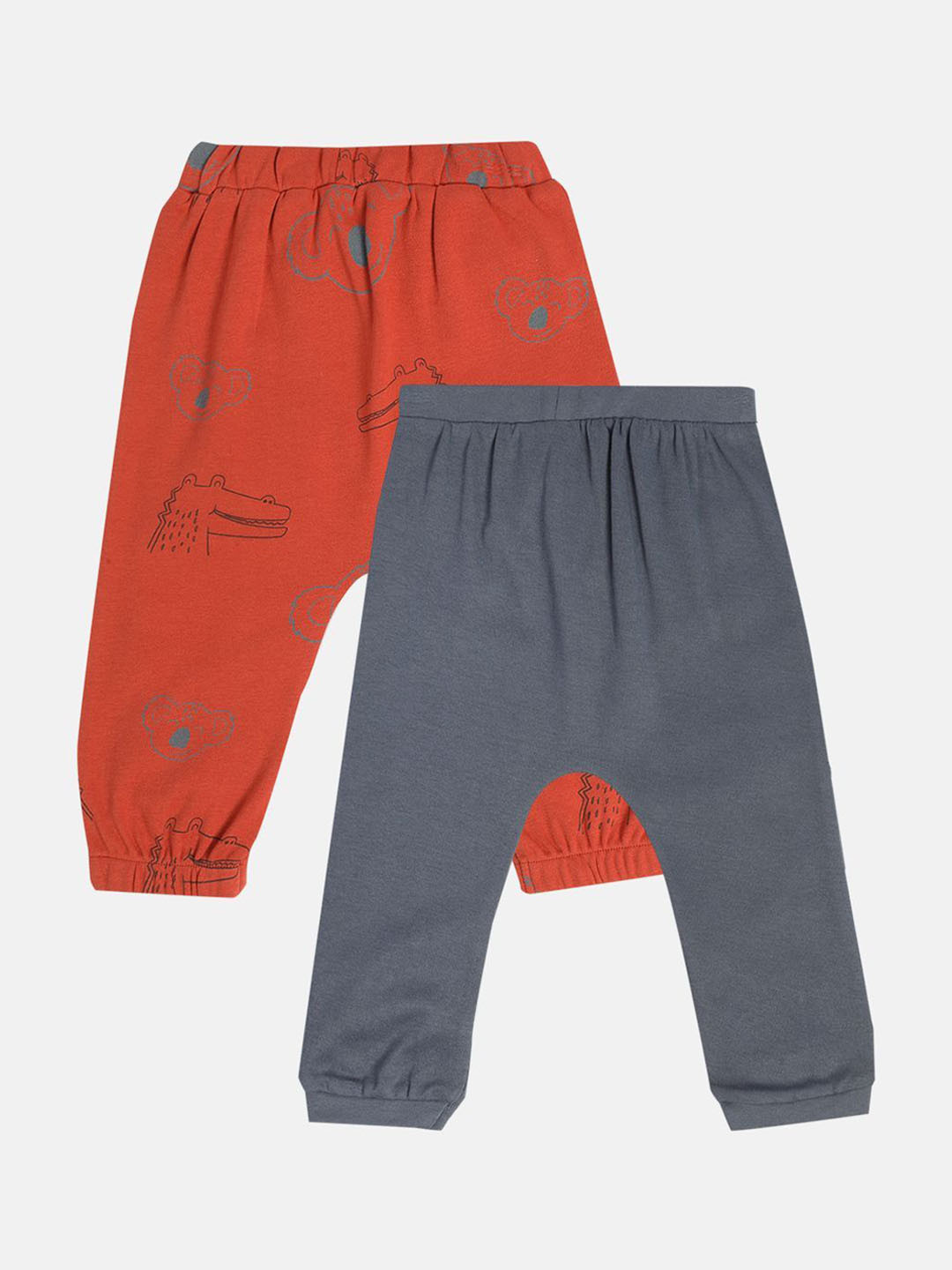 MINI KLUB Boys Pack Of 2 Animal Printed Jogger Cotton Trousers