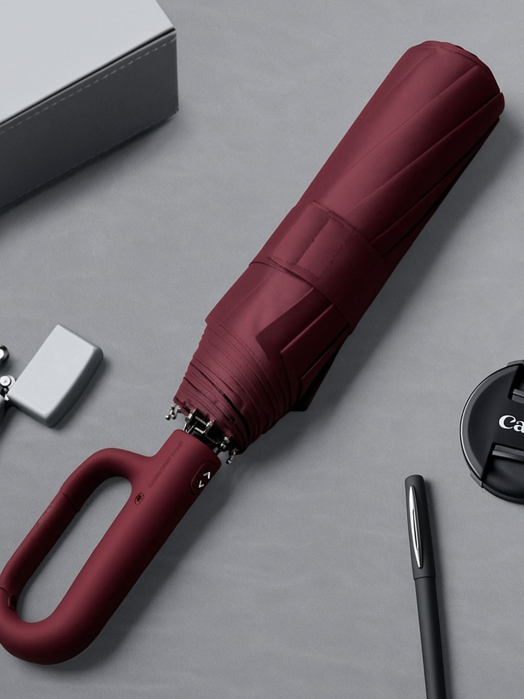 Sasimo Maroon Semi-Automatic 3 Fold Umbrellas
