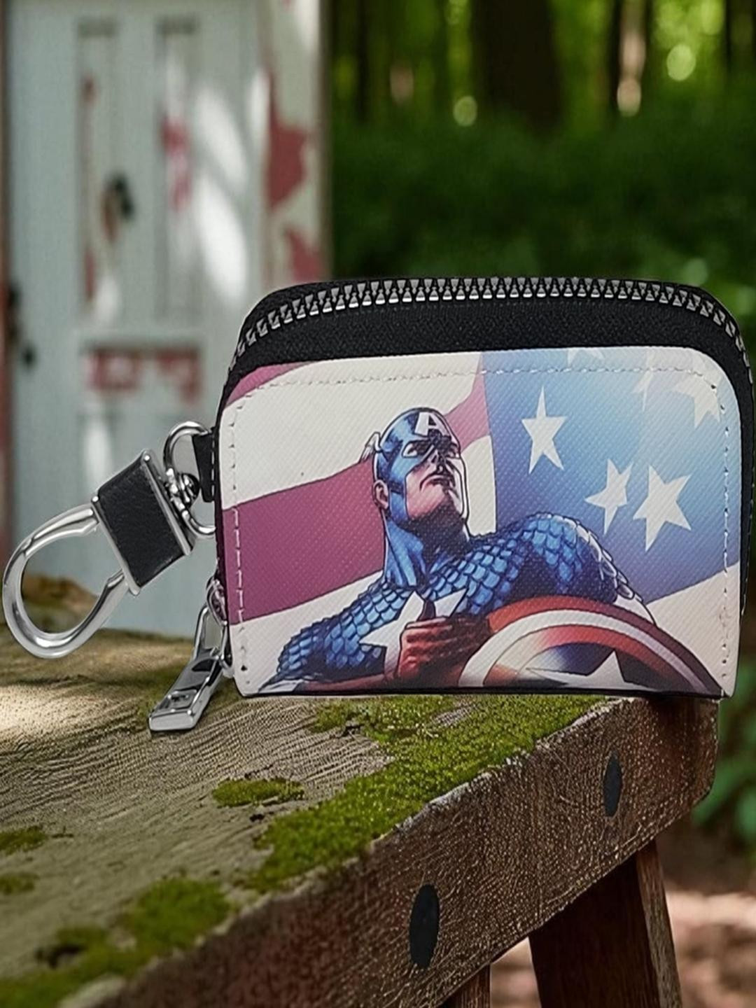 ADOREAL Captain America Keychain And Keycover For Car And Bike