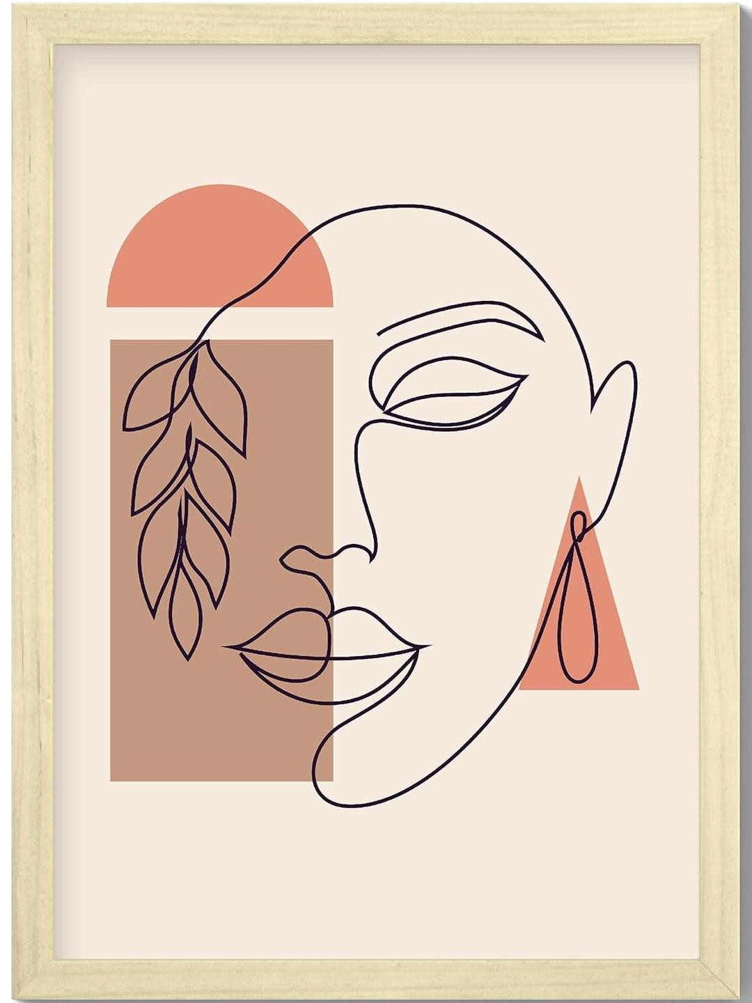 TAGVE One Line Floral Women Printed Framed Wall Art