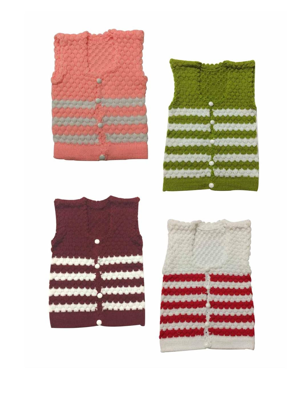Cute Collection Kids Pack Of 4 Striped Woollen Sweater Vest
