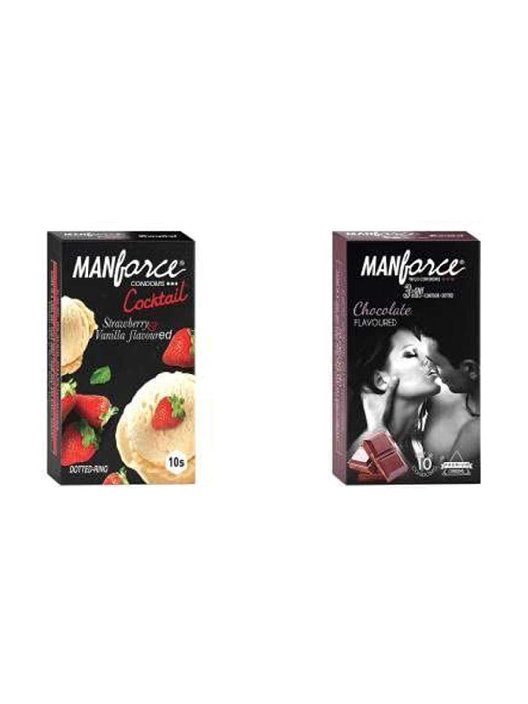 Manforce Set Of 2 Cocktail Condoms Chocolate & Vanilla Falvor - 10 Pcs Each