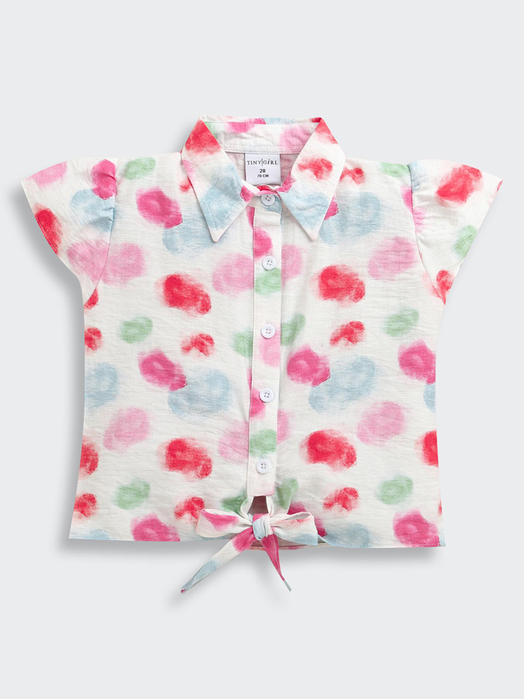 Tiny Girls Short Sleeves Shirt Style Crop Top