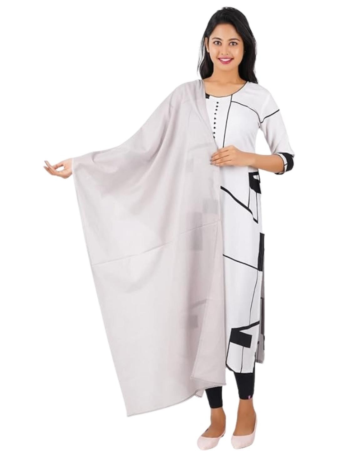 Happy Bunny Women Grey Cotton Solid Dupatta