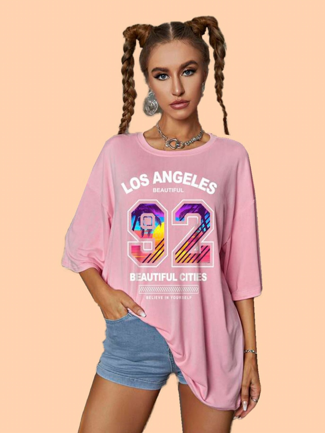 Christy World Typographic Printed Round Neck Relaxed Fit T-shirt
