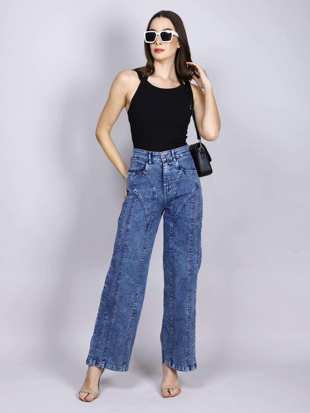 SWISHIN Women Ribbed Halter Strap Fitted Top