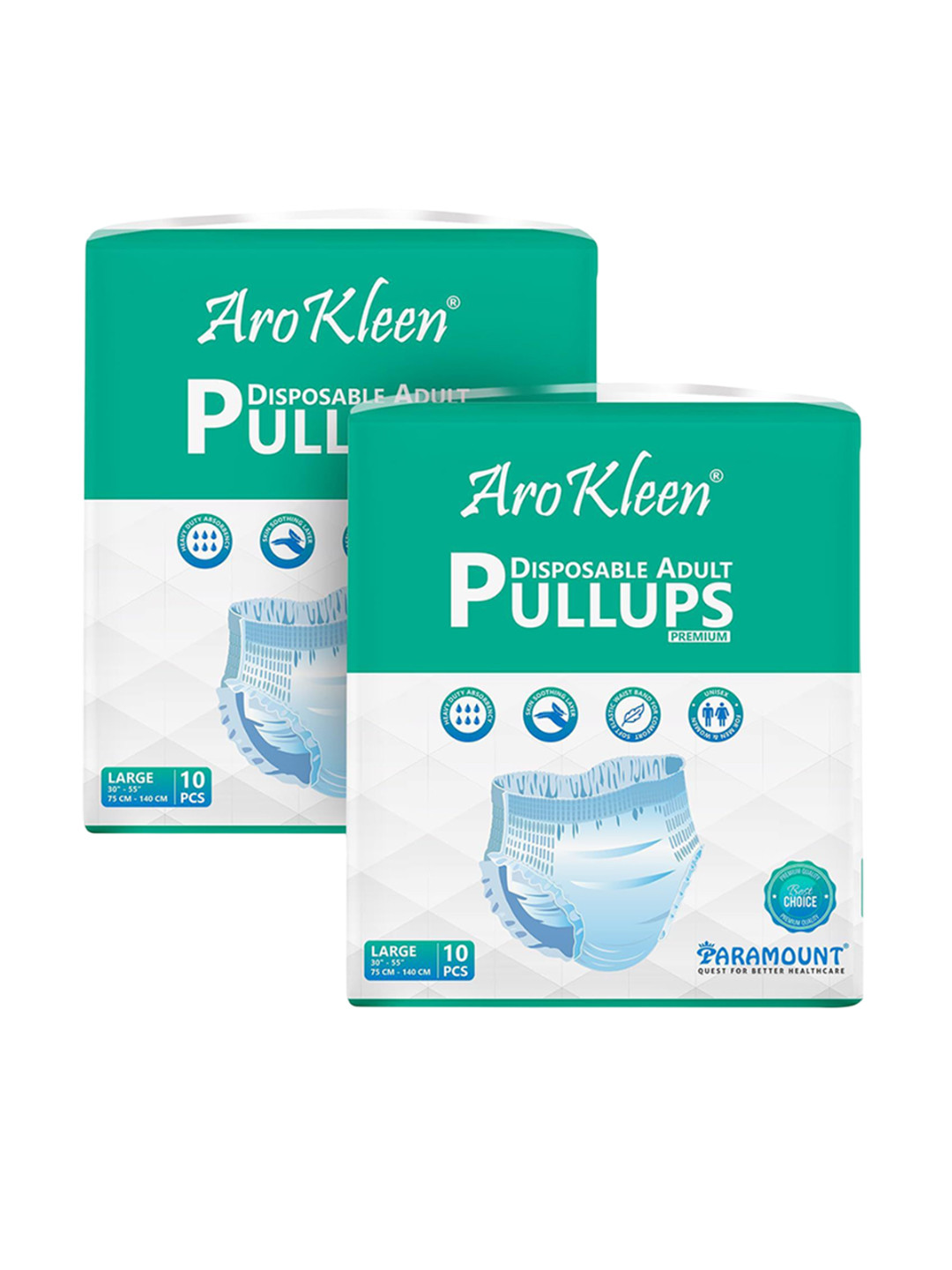 Arokleen Set Of 2 Disposable Adult Pull Ups Diaper - Large - 10 Pcs Each