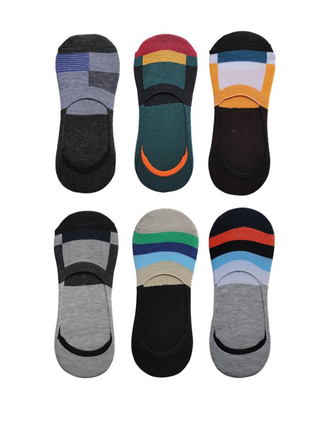 VOICI Unisex Pack of 6 Colourblocked Shoe Liners Socks
