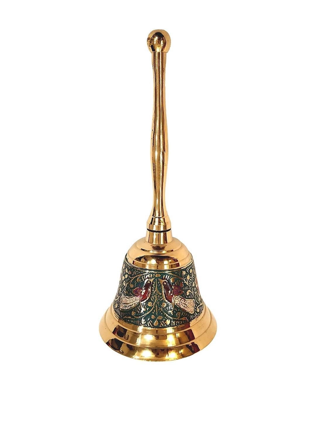 Shakuntla Vintage Gold Plated Engraved Meenakari Work Pooja Bell