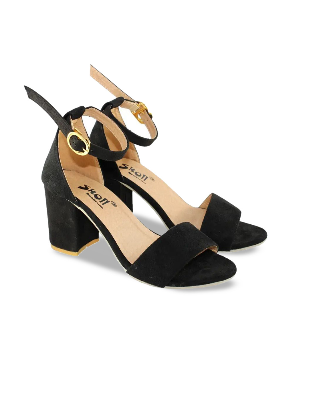 SKOLL Suede Women Block Heels Sandals with Buckles