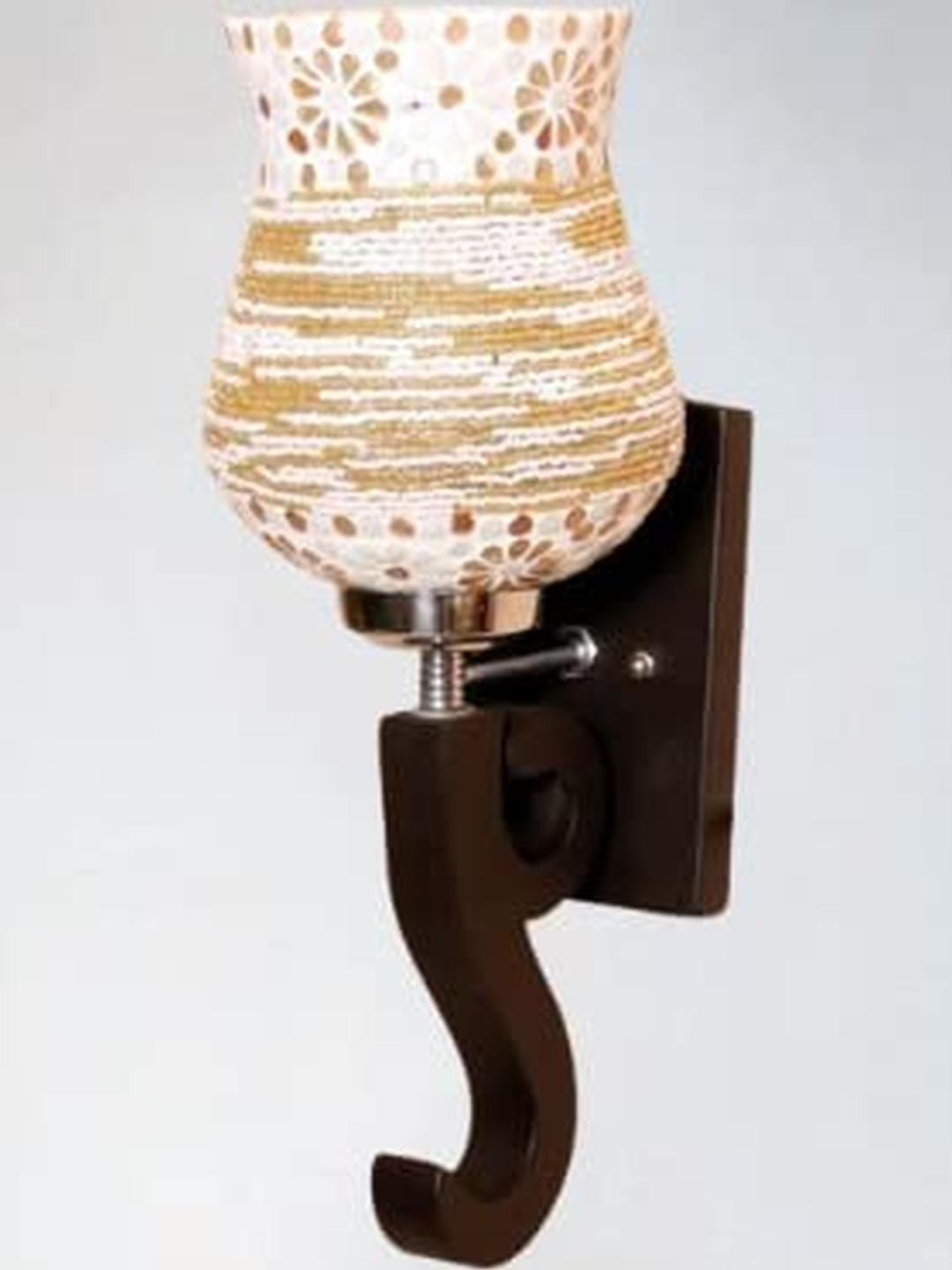 SWIATLO Brown Wood & Cream Frustum Shaped Textured Wall Lamp